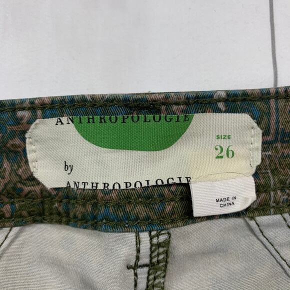 Anthropologie Pants Womens 26 Green Cadet Slim Utility Floral Casual High Rise - Picture 4 of 10